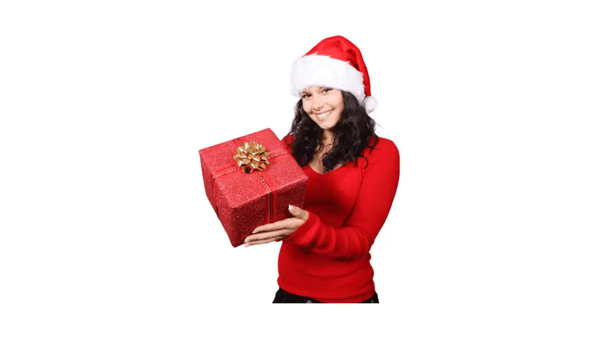 A woman holding a gift