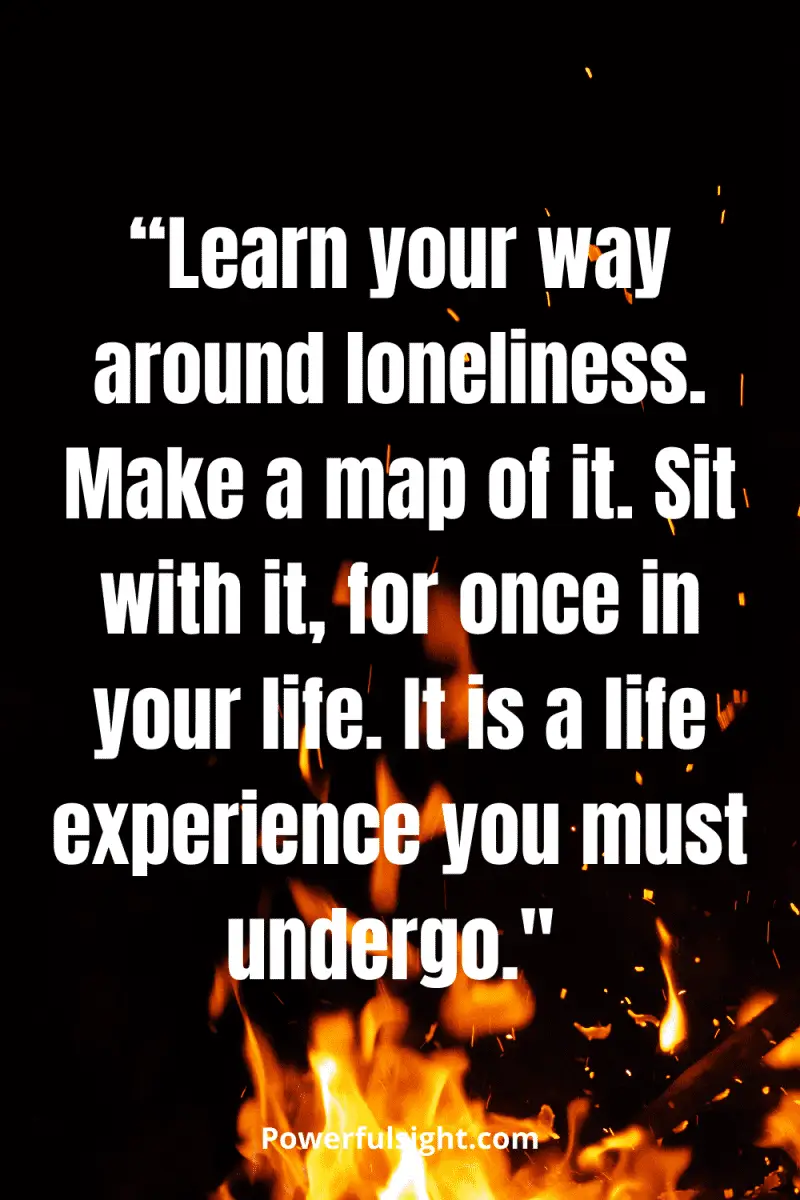 “Learn your way around loneliness. Make a map of it. Sit with it, for once in your life. It is a life experience you must undergo." 