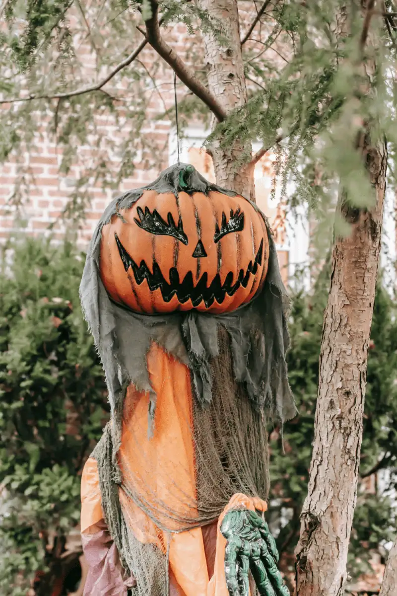 Halloween scarecrow placed on terrace