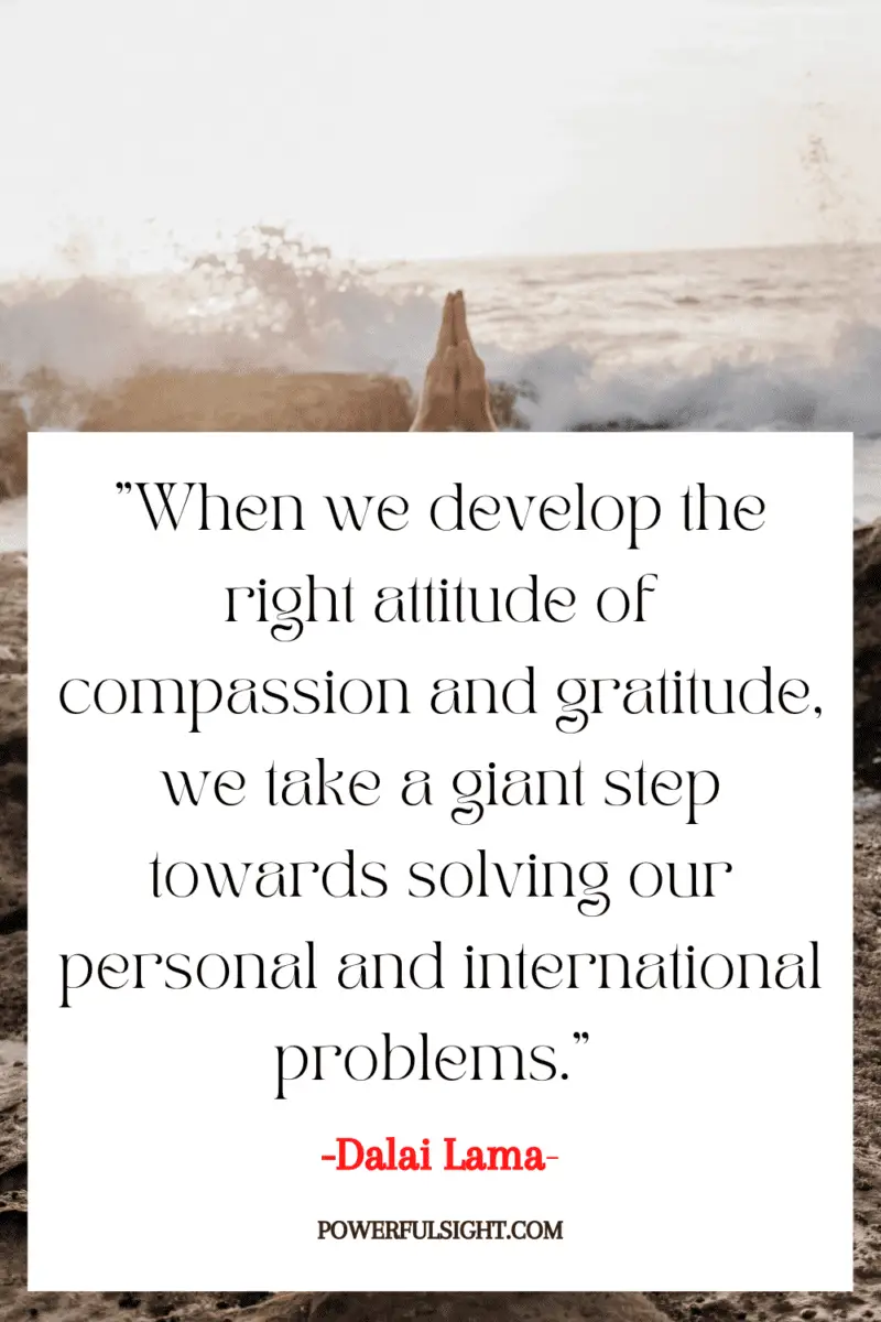 "When we develop the right attitude of compassion and gratitude, we take a giant step towards solving our personal and international problems."