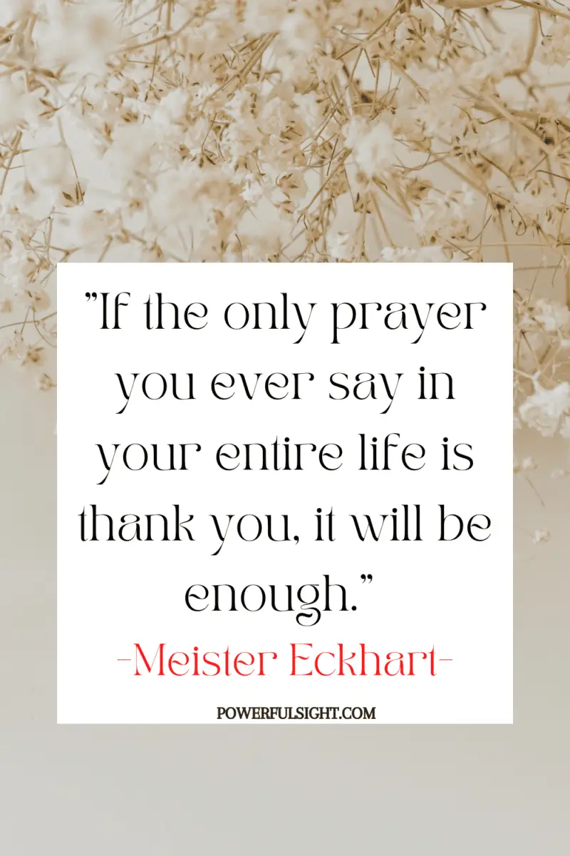 "If the only prayer you ever say in your entire life is thank you, it will be enough." 