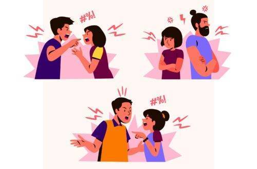 A guy and a girl quarreling