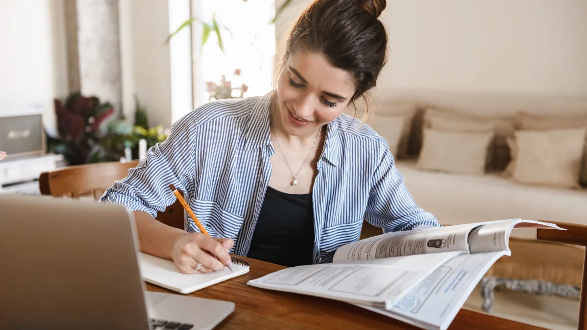 a woman studying