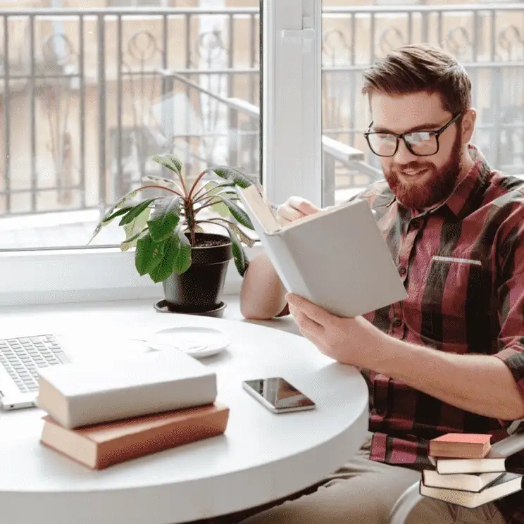 A guy reading a book