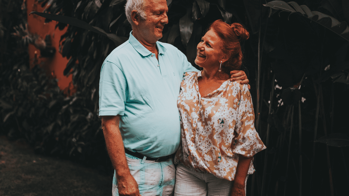 An old man with his younger wife