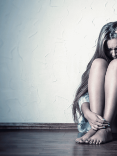 A lonely woman crying