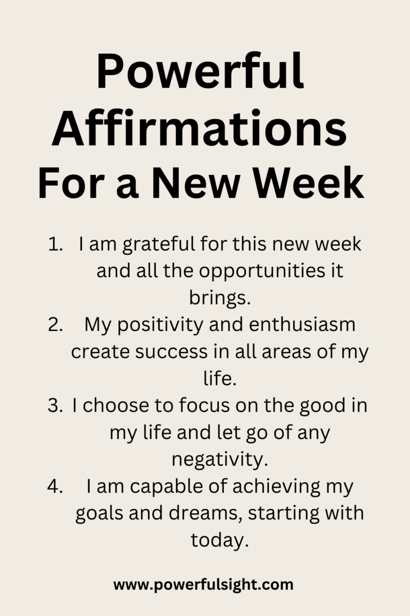 Affirmations For A Fresh Start To Your Week - Powerful Sight