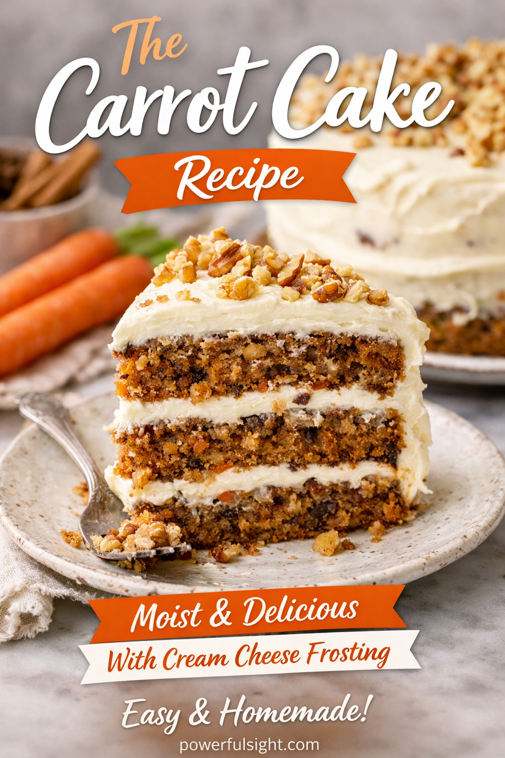 Delicious carrot cake with frosting
