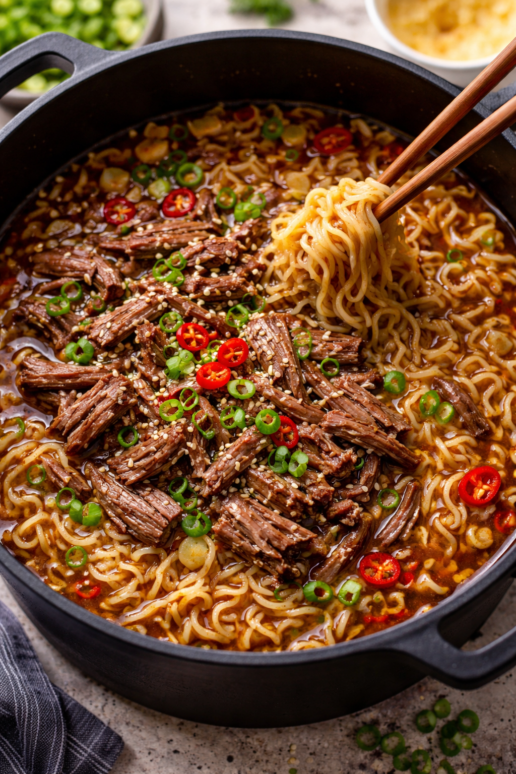 One-Pot Shredded Beef Ramen