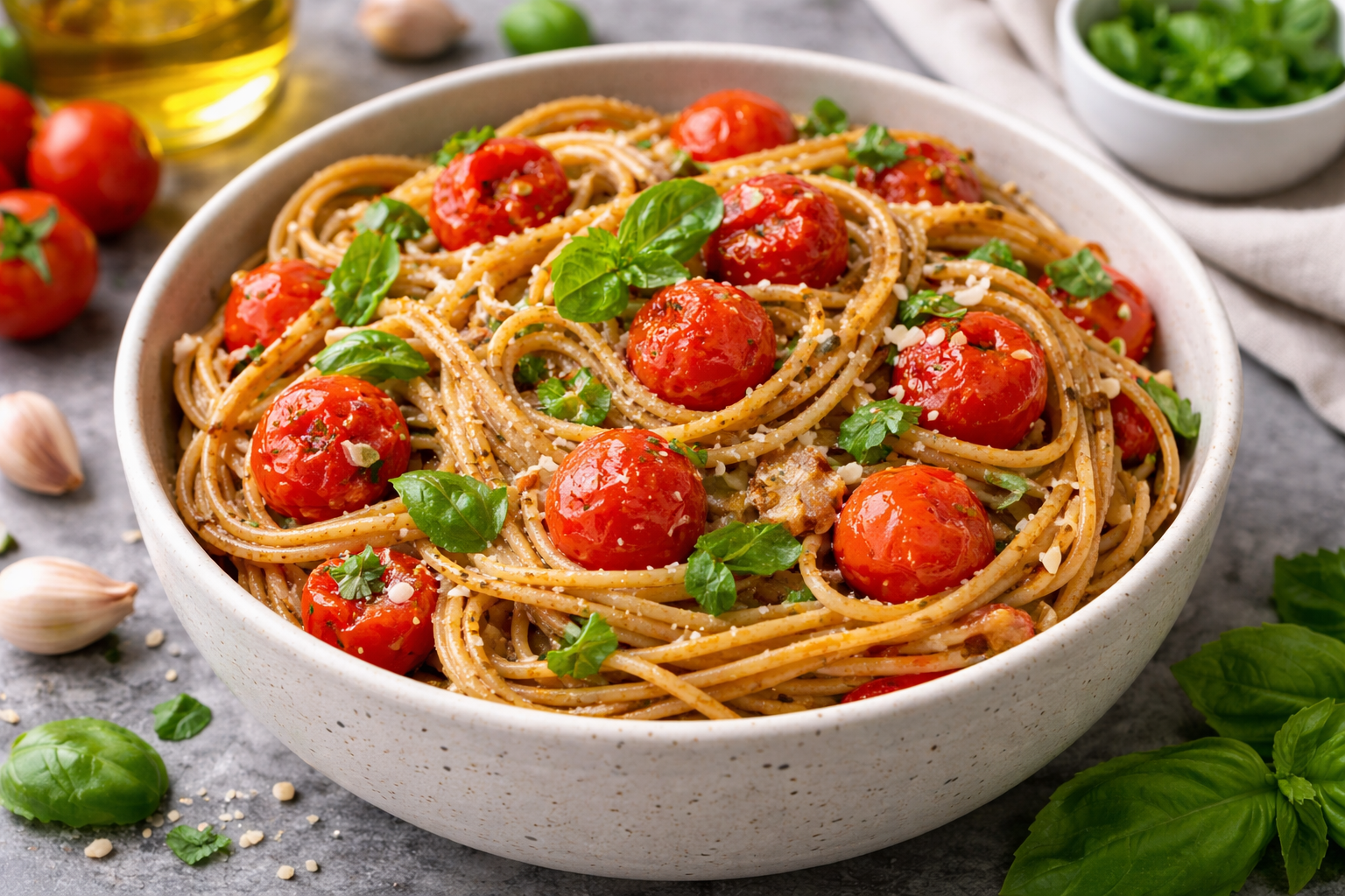 Tomato and Olive Oil Whole Grain Pasta