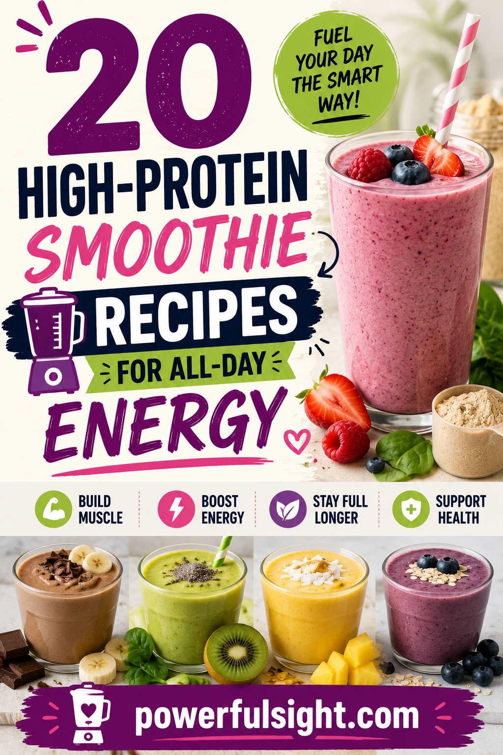 20 High-Protein Smoothie Recipes for All-Day Energy