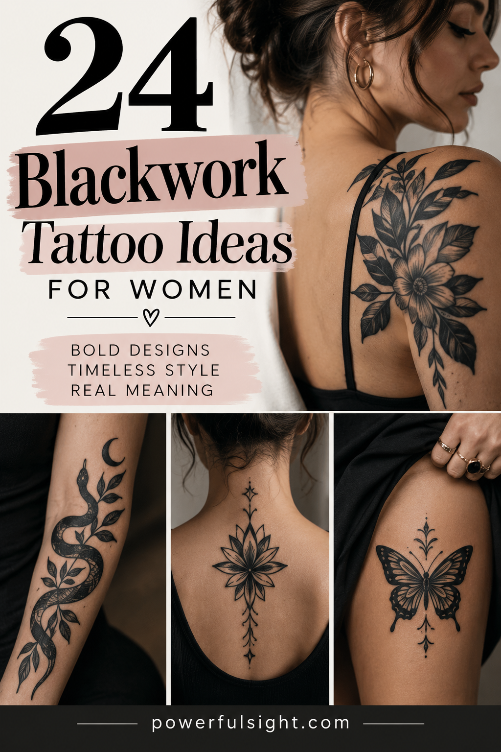 24 Blackwork Tattoo Ideas for Women