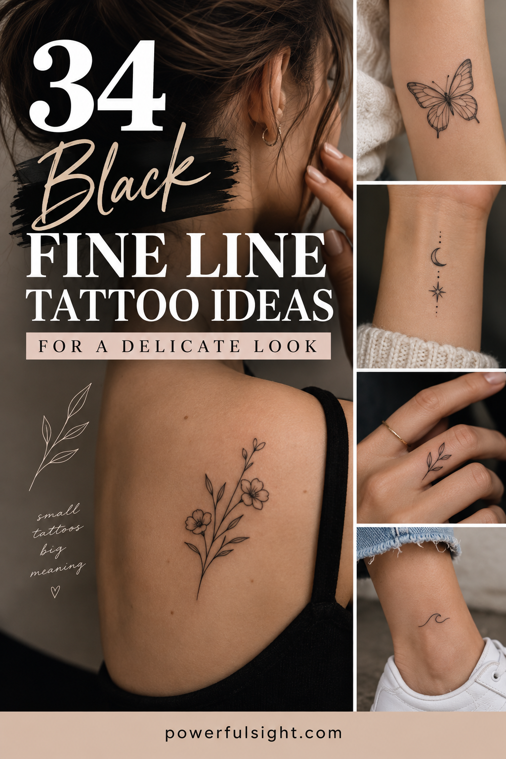 34 Black Fine Line Tattoo Ideas for a Delicate Look