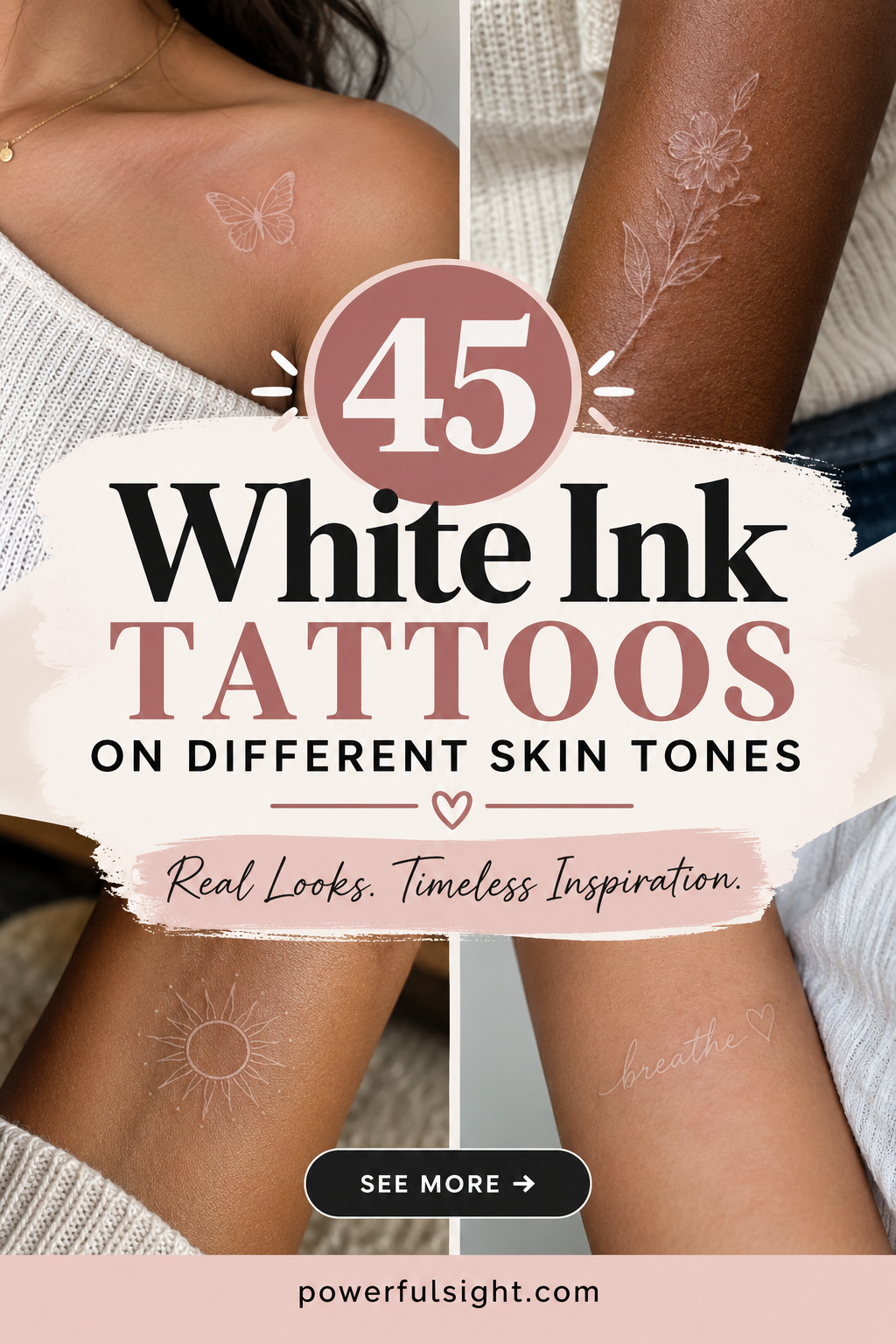 45 White Ink Tattoos on Different Skin Tones